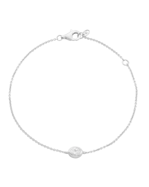 Oval Solitaire Diamond Bracelet - 14K White Gold