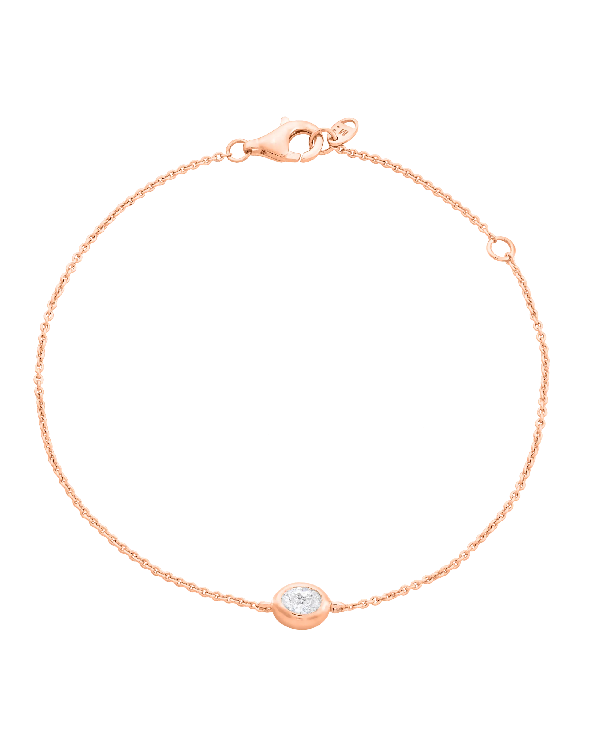 Oval Solitaire Diamond Bracelet - 14K White Gold