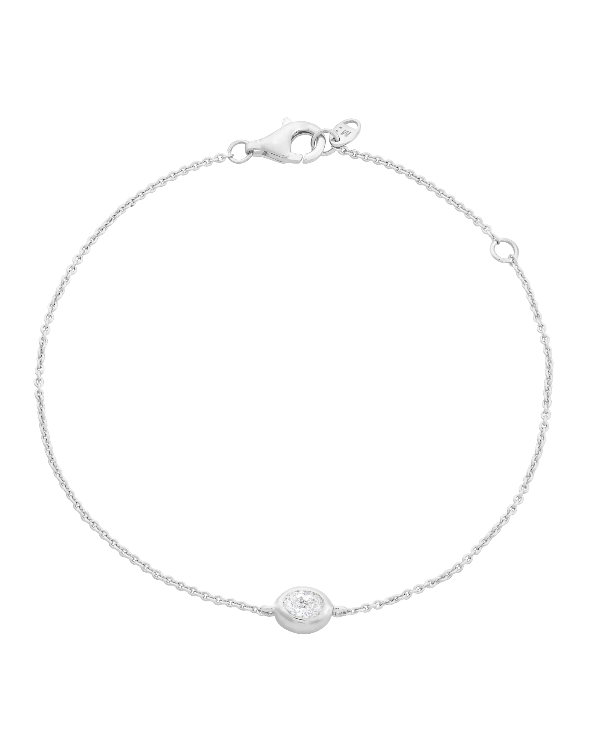 Oval Solitaire Diamond Bracelet - 14K White Gold