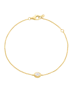 Oval Solitaire Diamond Bracelet - 18K Gold Vermeil