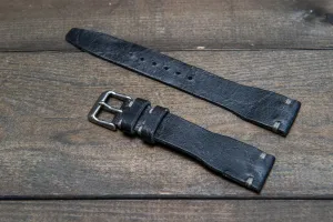 Pilot Leather Watch Strap, Aviator model, Military style tapered model