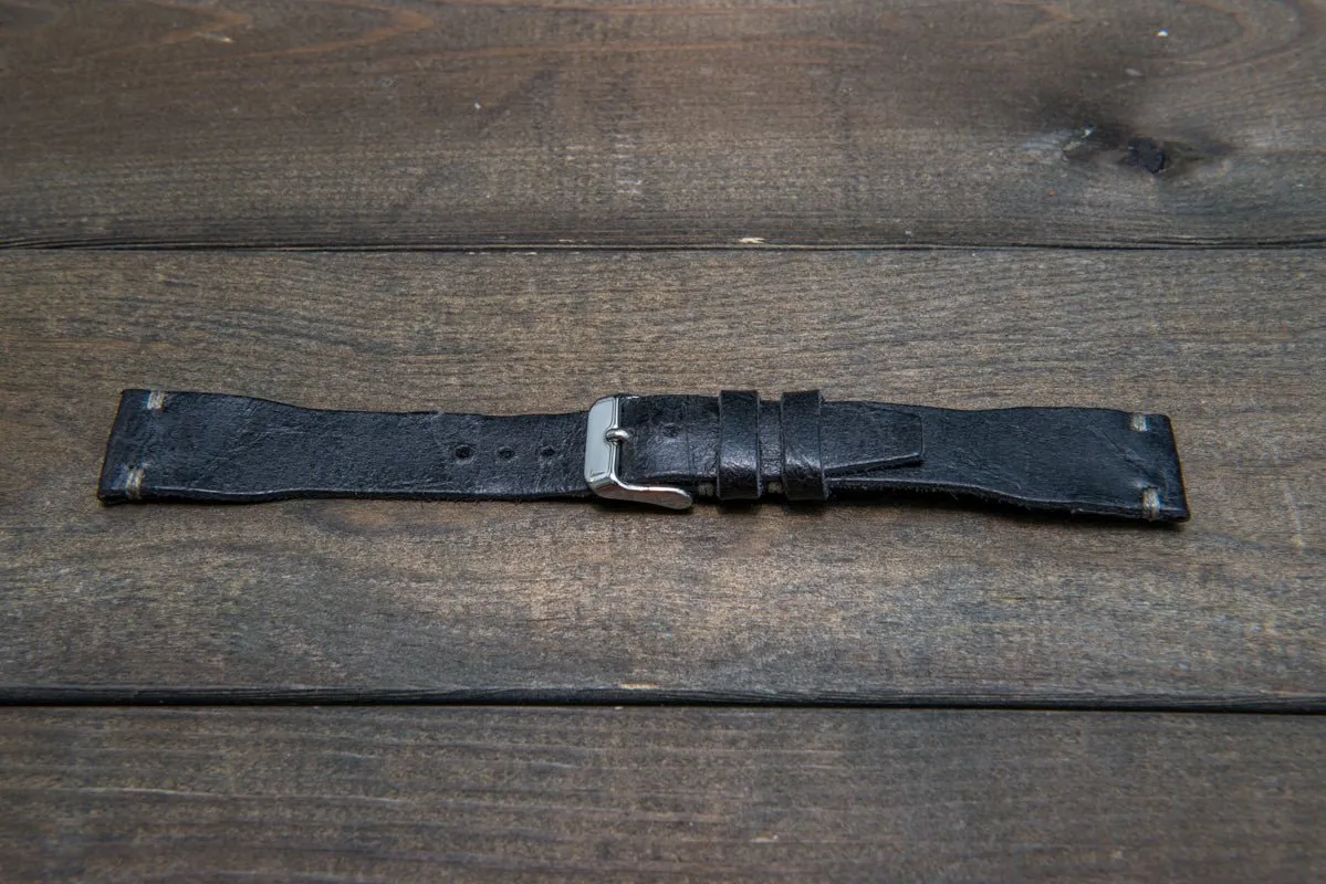 Pilot Leather Watch Strap, Aviator model, Military style tapered model