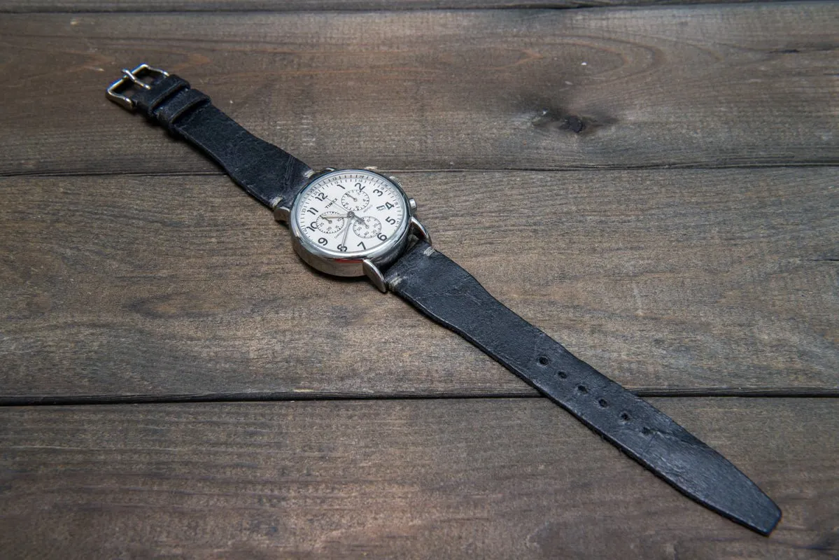 Pilot Leather Watch Strap, Aviator model, Military style tapered model