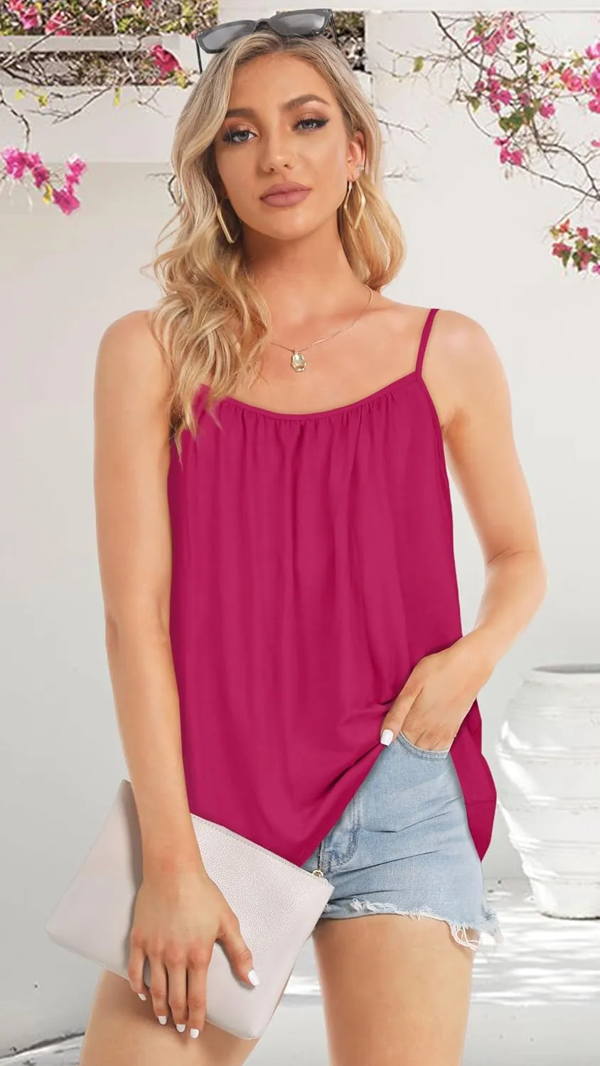 Plus Size Tank Top for Women Summer Casual Spaghetti Strap Camisole Loose Fit Sleeveless Tunic Blouses