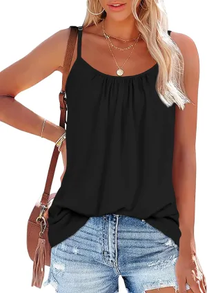 Plus Size Tank Top for Women Summer Casual Spaghetti Strap Camisole Loose Fit Sleeveless Tunic Blouses
