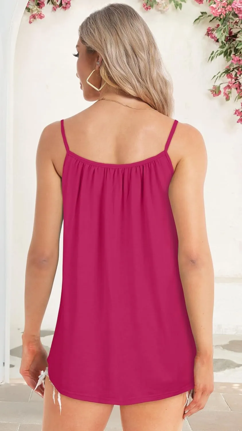 Plus Size Tank Top for Women Summer Casual Spaghetti Strap Camisole Loose Fit Sleeveless Tunic Blouses