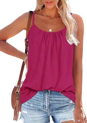 Plus Size Tank Top for Women Summer Casual Spaghetti Strap Camisole Loose Fit Sleeveless Tunic Blouses