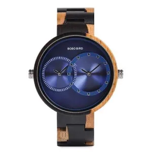 Round Shaped Mechanical Wooden Watch