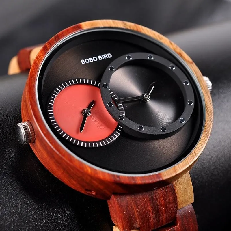 Round Shaped Mechanical Wooden Watch