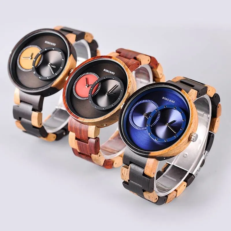 Round Shaped Mechanical Wooden Watch