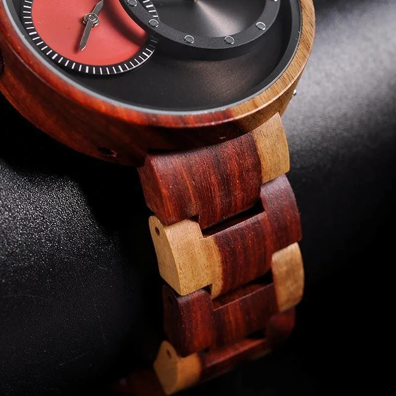 Round Shaped Mechanical Wooden Watch