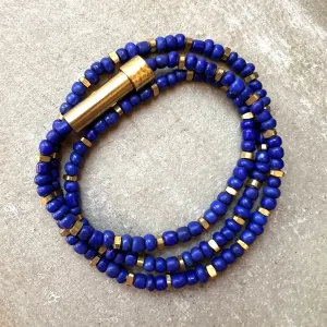Royal Blue Shine Wrap Bracelet / Wish Necklace