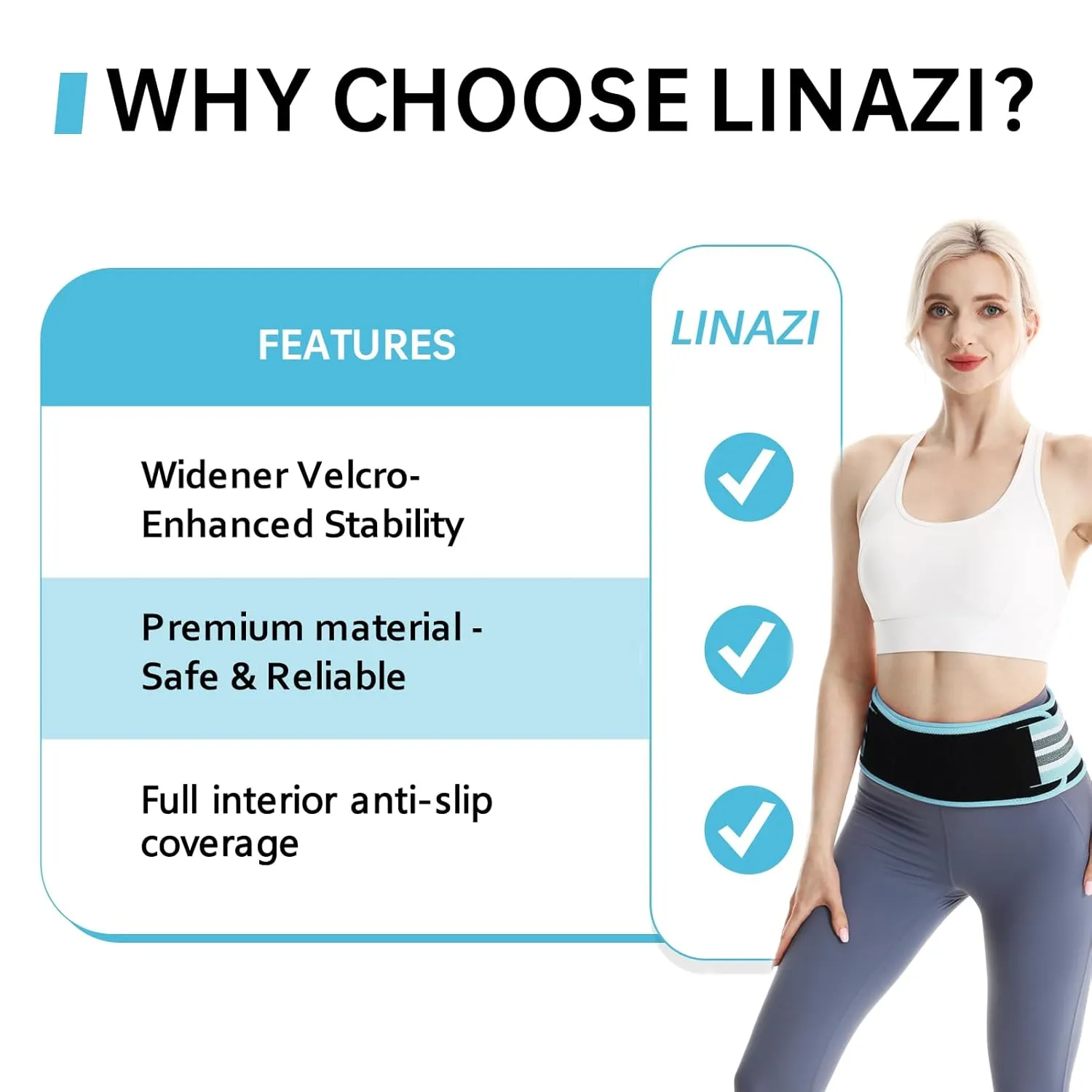 SI Belt - Sacroiliac Hip Belt for Women Men, SI Joint Support Belt Relief Device for Sciatica, Lower Back Pain, Hip & Pelvic Pain, Large Trochanteric Brace - Blue, Plus (Hip Size 47''-58'')