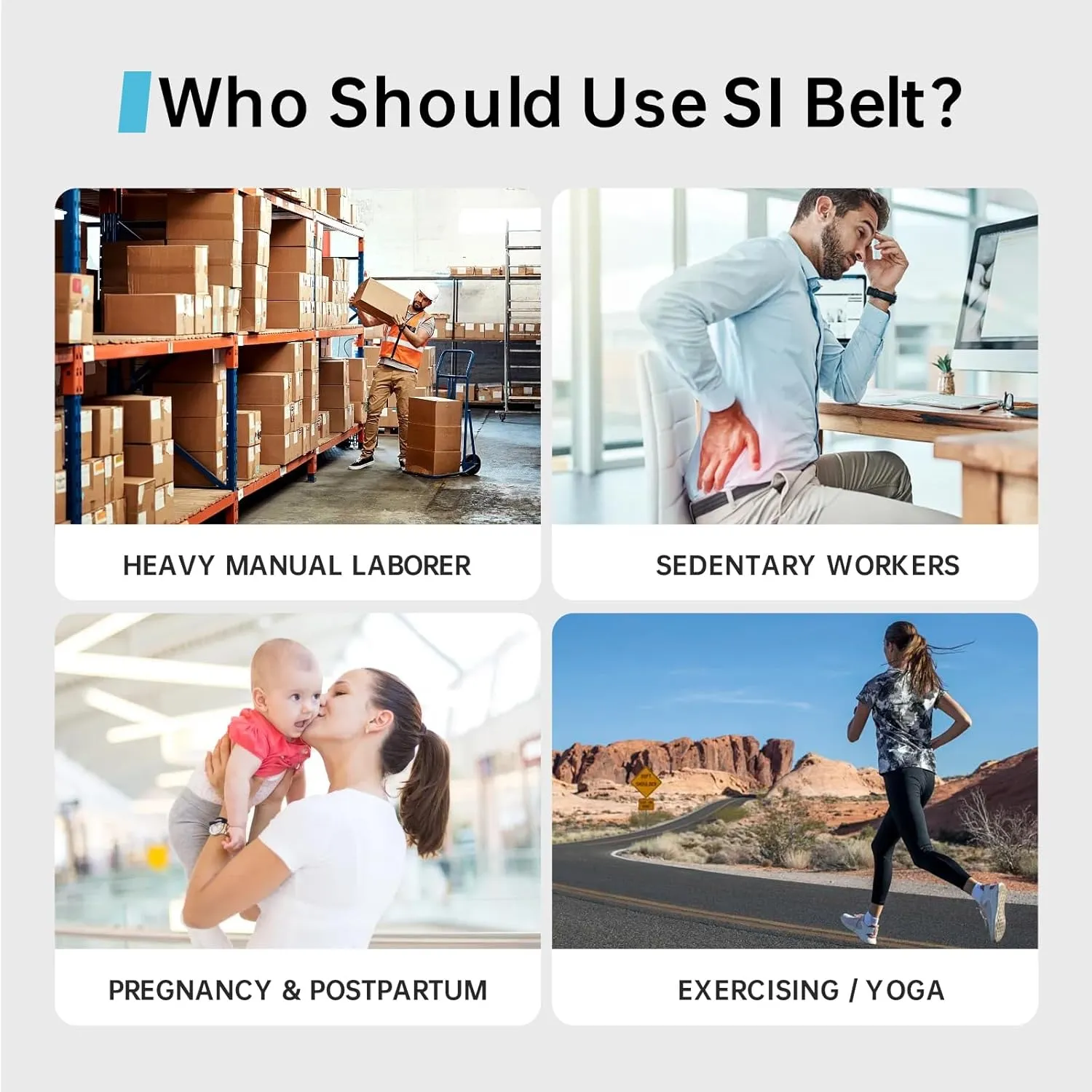 SI Belt - Sacroiliac Hip Belt for Women Men, SI Joint Support Belt Relief Device for Sciatica, Lower Back Pain, Hip & Pelvic Pain, Large Trochanteric Brace - Blue, Plus (Hip Size 47''-58'')