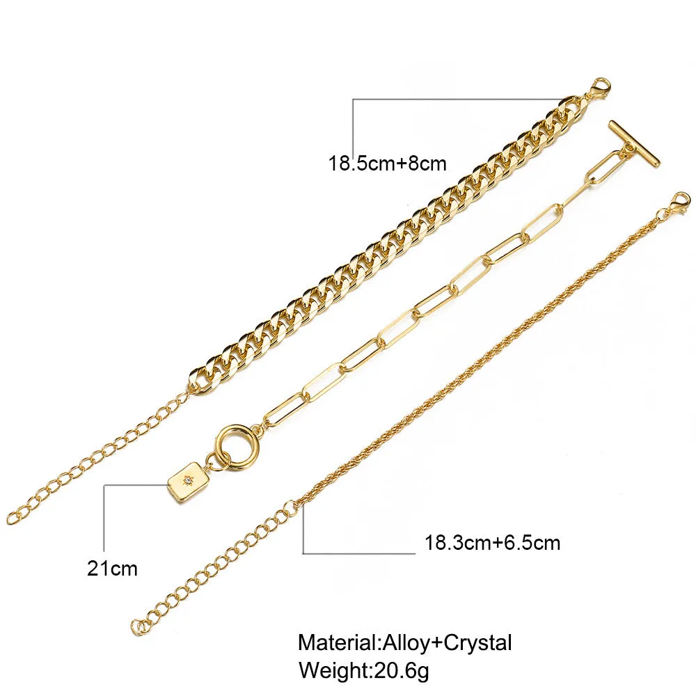 Snake Bone Chain Multi Layer Bracelet Creative Retro 3 Piece Set