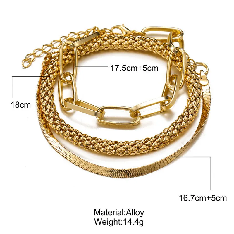 Snake Bone Chain Multi Layer Bracelet Creative Retro 3 Piece Set