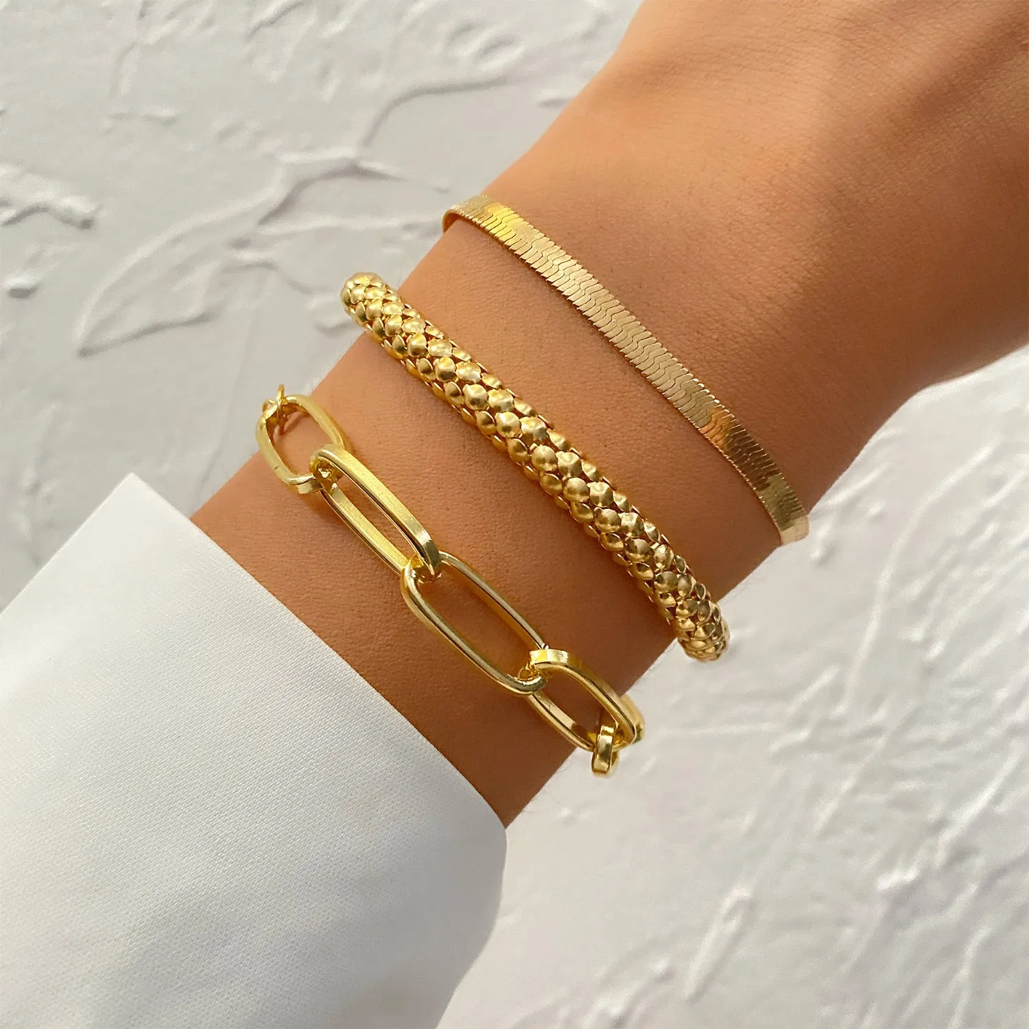 Snake Bone Chain Multi Layer Bracelet Creative Retro 3 Piece Set