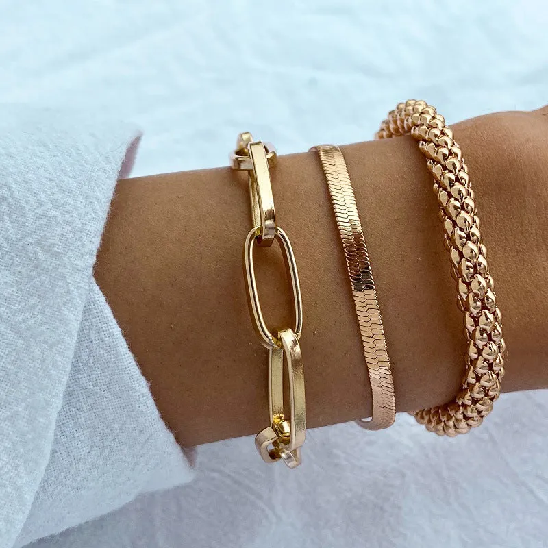 Snake Bone Chain Multi Layer Bracelet Creative Retro 3 Piece Set