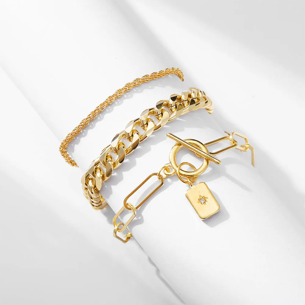 Snake Bone Chain Multi Layer Bracelet Creative Retro 3 Piece Set