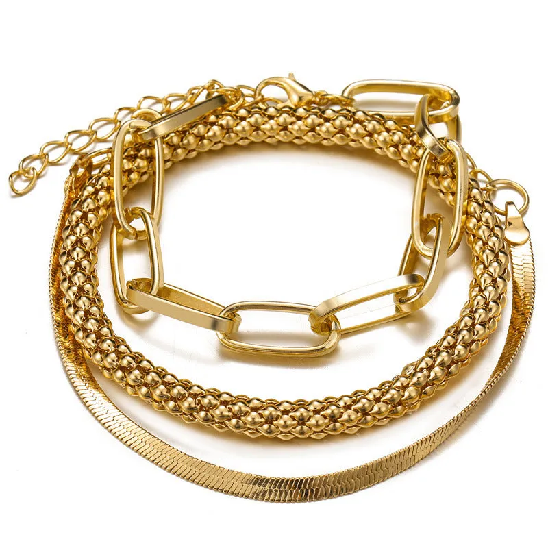Snake Bone Chain Multi Layer Bracelet Creative Retro 3 Piece Set