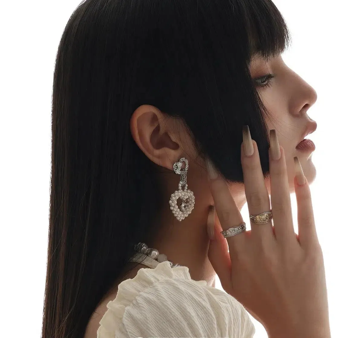 Sumi Heart Pearl Earrings