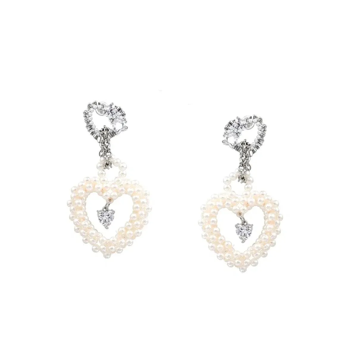 Sumi Heart Pearl Earrings