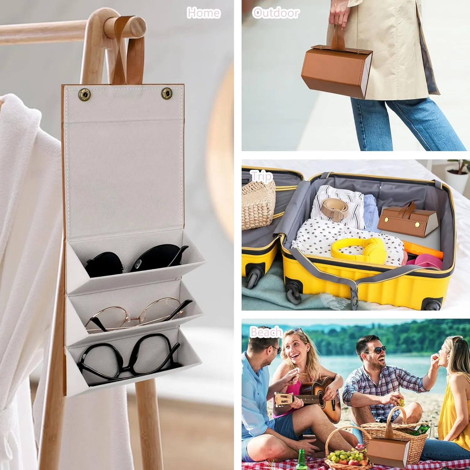 Sunglasses Travel Case,Foldable Eyeglasses Case, Portable Multiple Glasses Case for Women Men Girls