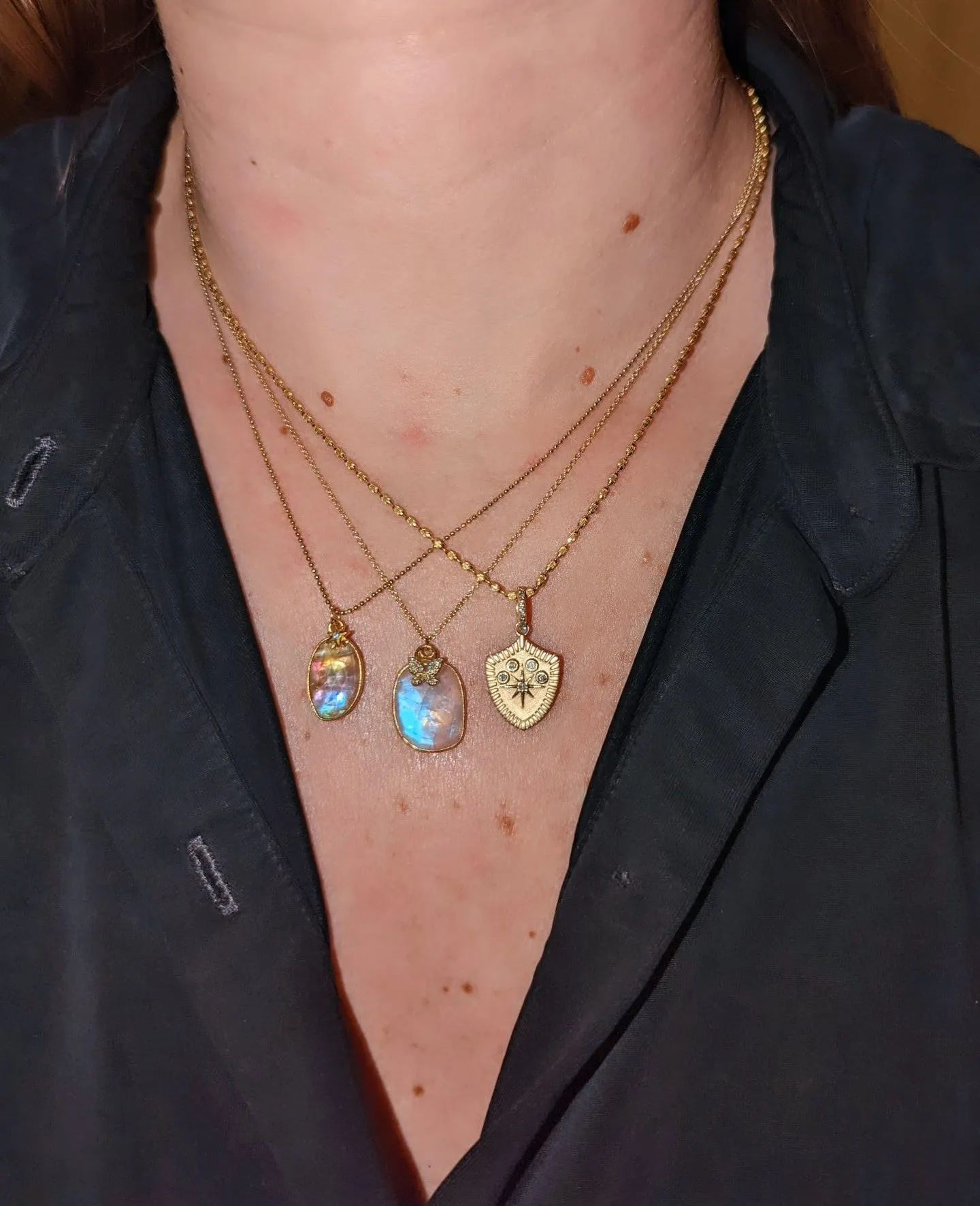 Sunset Tourmaline Necklace with Diamond Star Charm