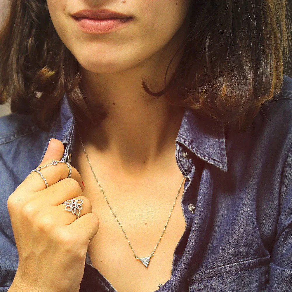 Triangle Diamond Pendant Necklace ♥