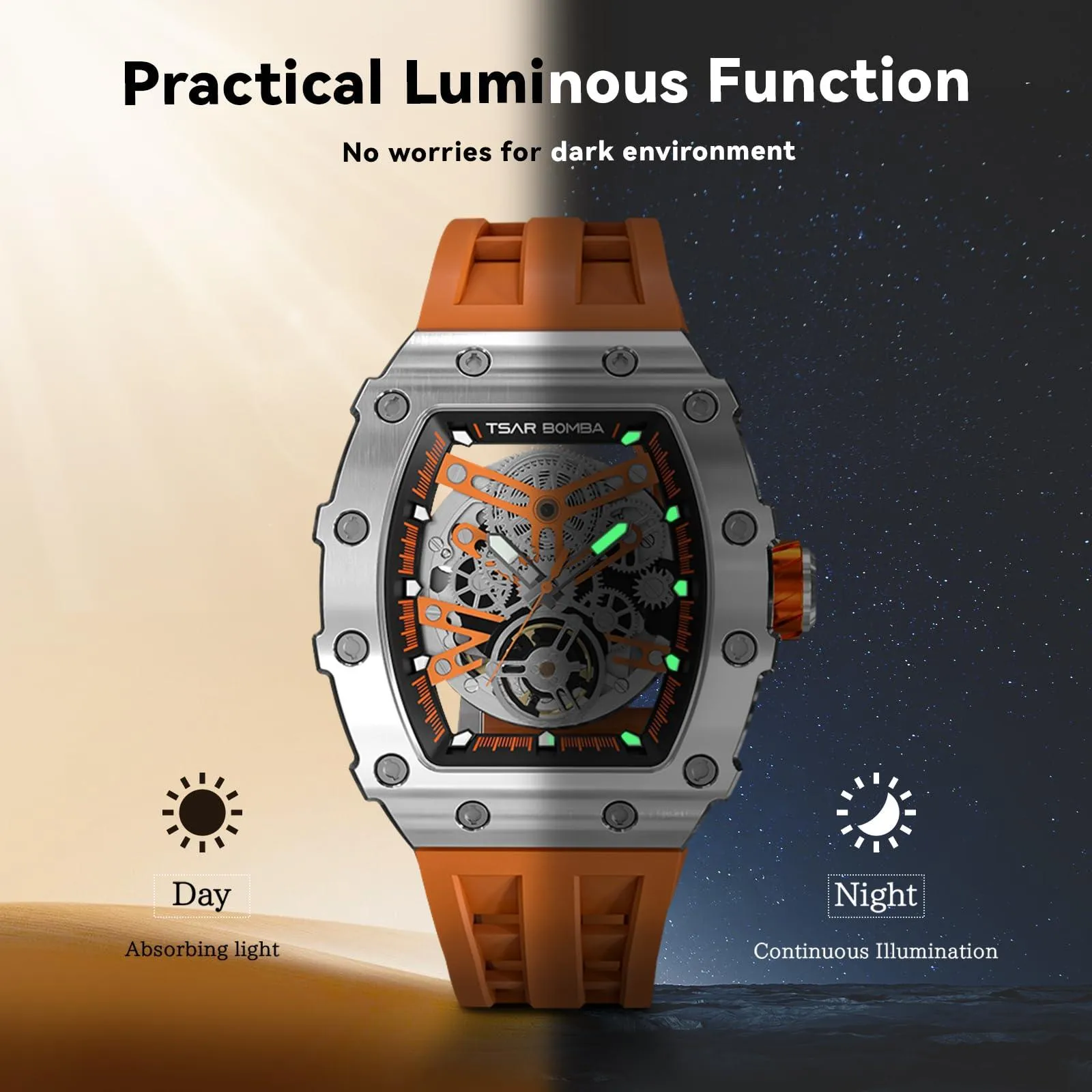 TSAR BOMBA Watch for Men, 50M Waterproof