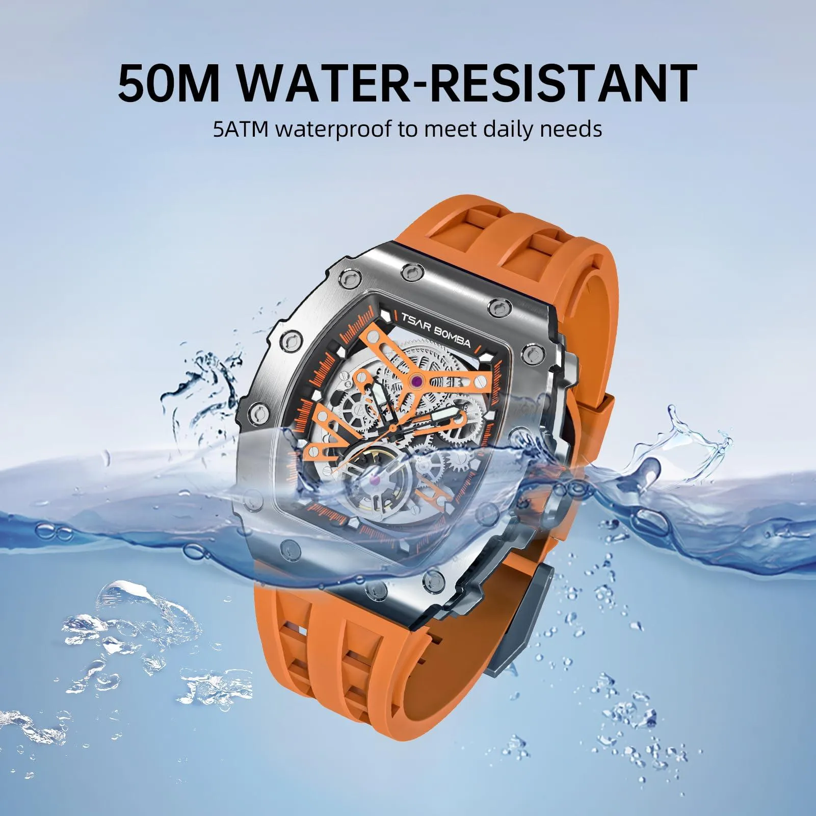 TSAR BOMBA Watch for Men, 50M Waterproof