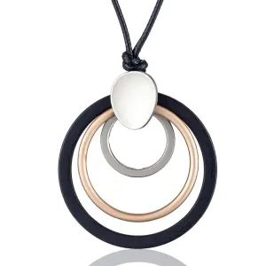 Vintage Multi-Circle Opal Pendant Long Necklace