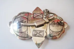 Vintage Niello and Silver Iraqi Belt Buckle with Dagger Clasp
