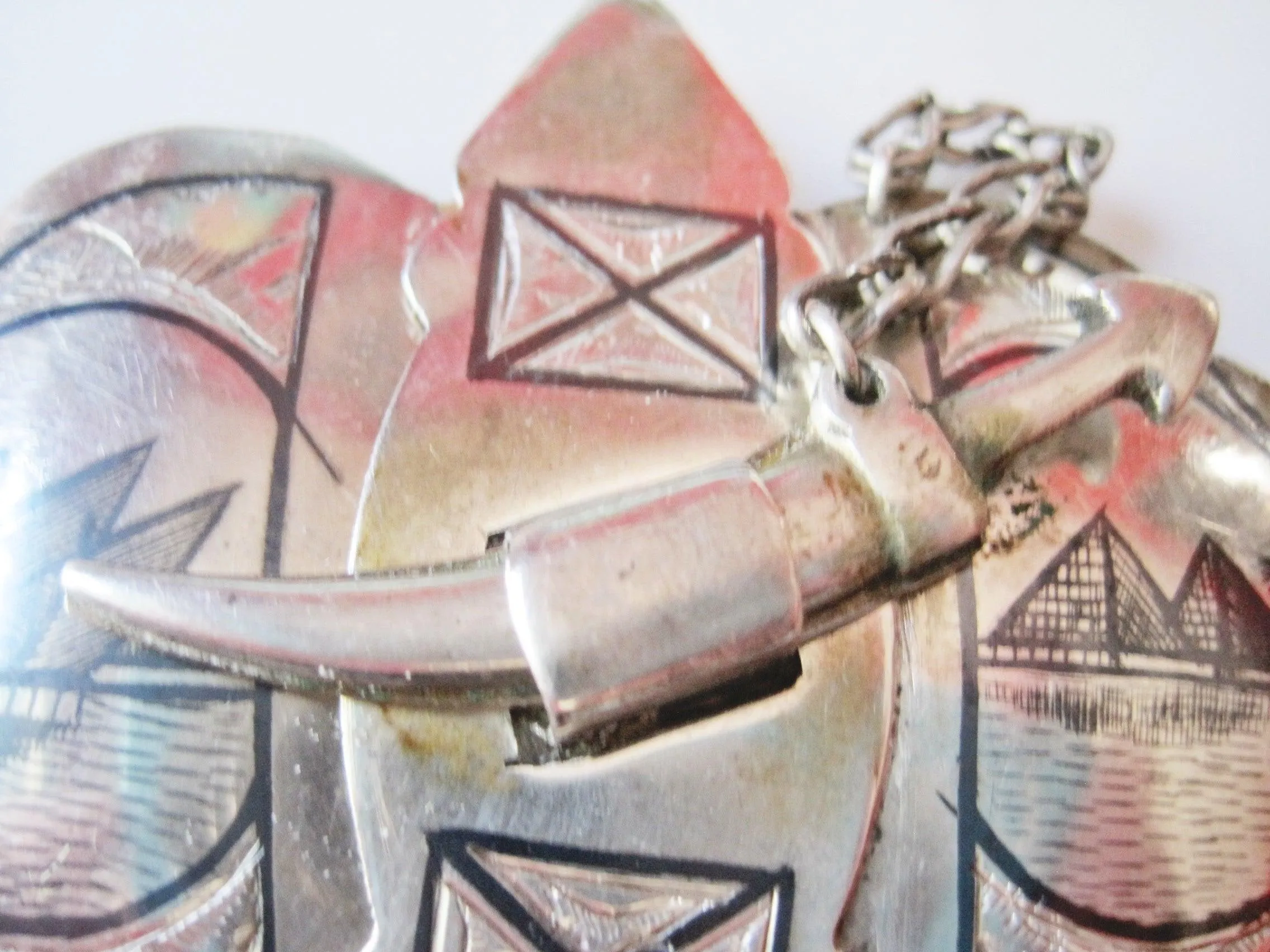 Vintage Niello and Silver Iraqi Belt Buckle with Dagger Clasp