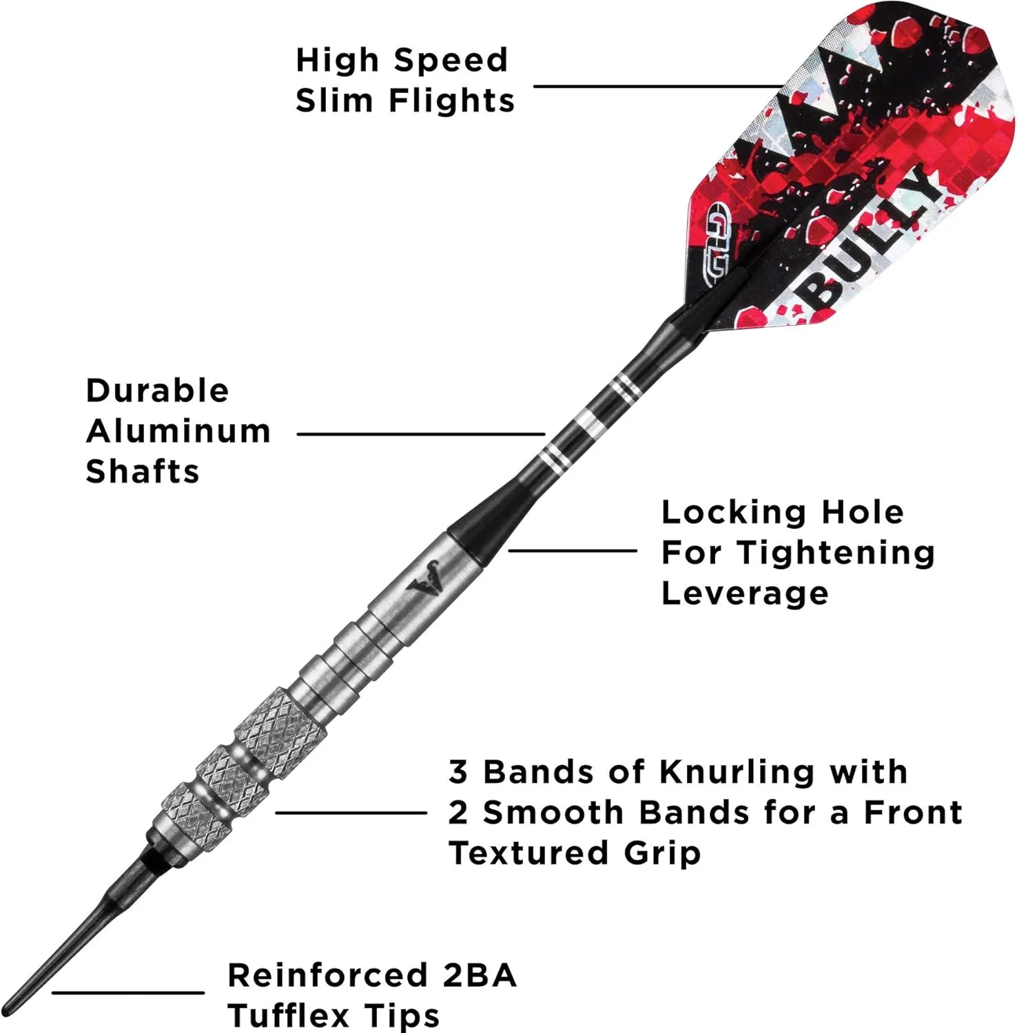 Viper Bully 80% Tungsten Soft Tip Darts with Storage/Travel Case, 18 Grams