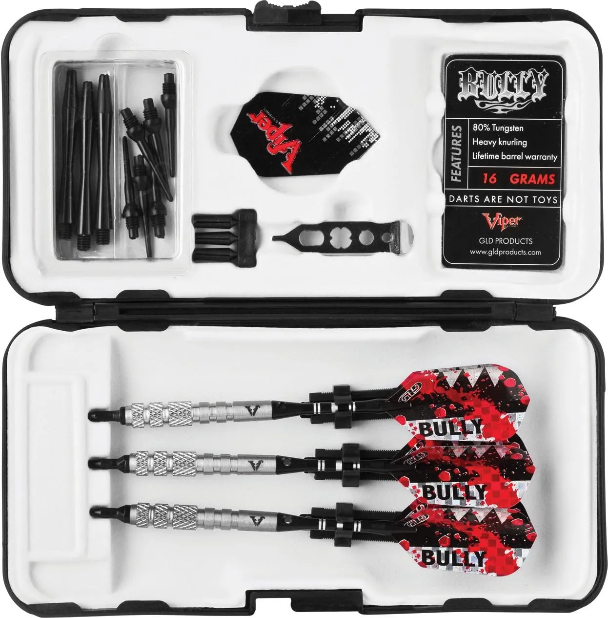 Viper Bully 80% Tungsten Soft Tip Darts with Storage/Travel Case, 18 Grams