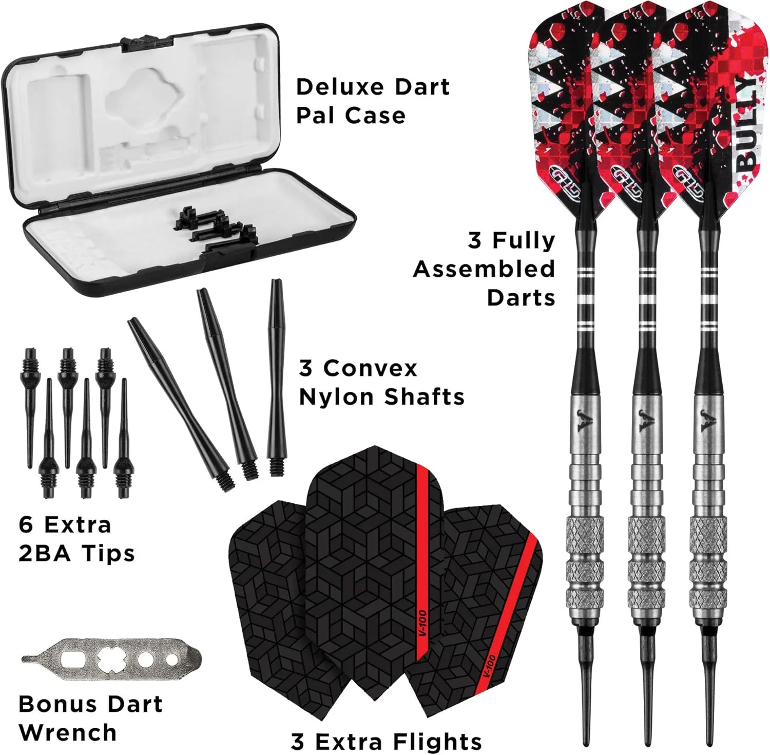 Viper Bully 80% Tungsten Soft Tip Darts with Storage/Travel Case, 18 Grams