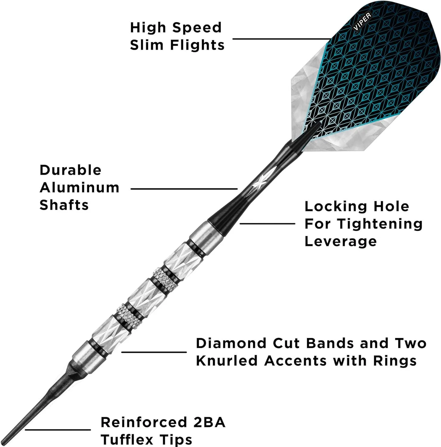 Viper Diamond 90% Tungsten Soft Tip Darts with Storage/Travel Case