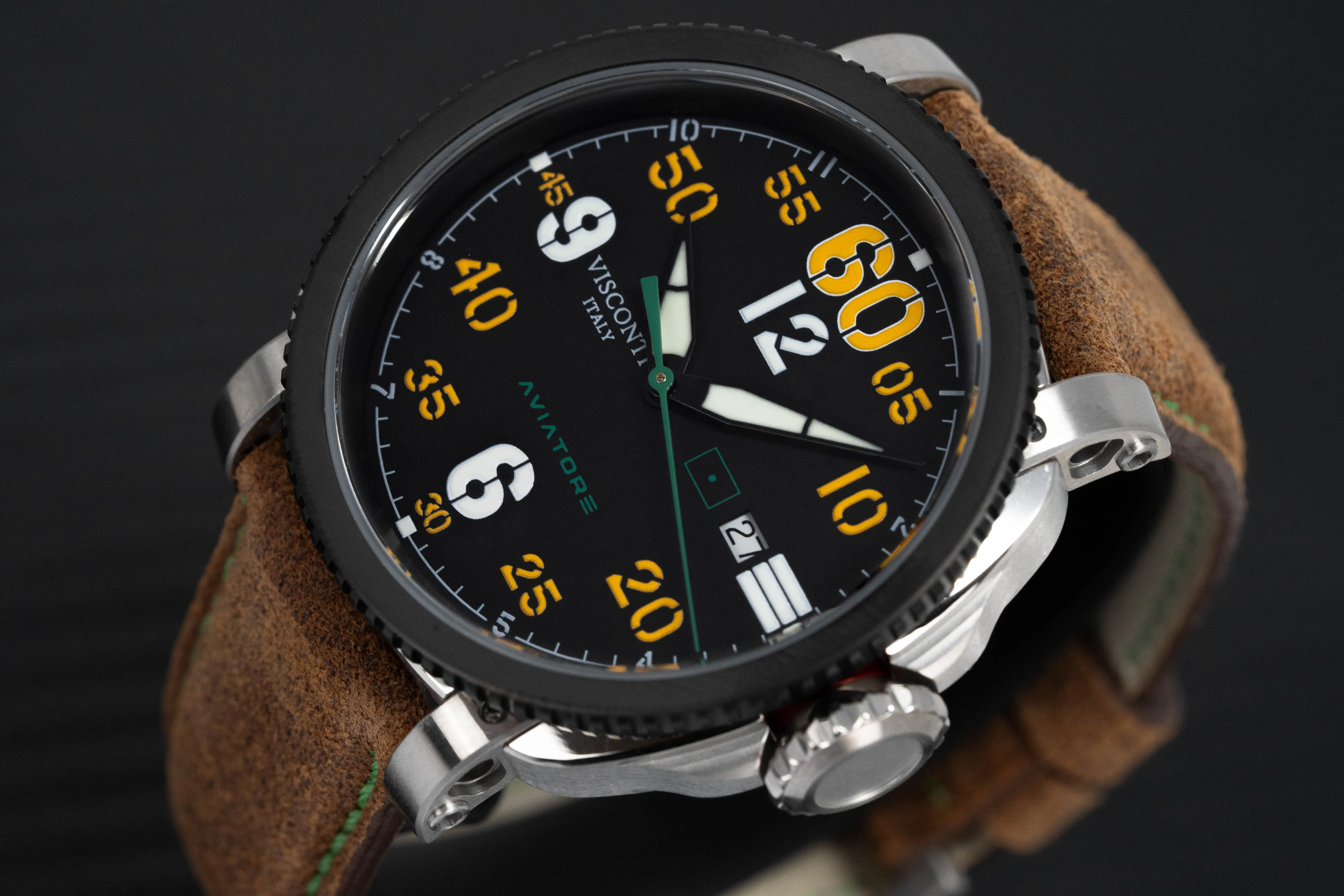 Visconti Automatic Watch Aviator SM79 Time Only Black PVD KW29-01
