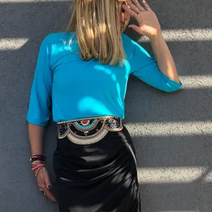 Wide belt with colorful beads LPRBE2204- Black