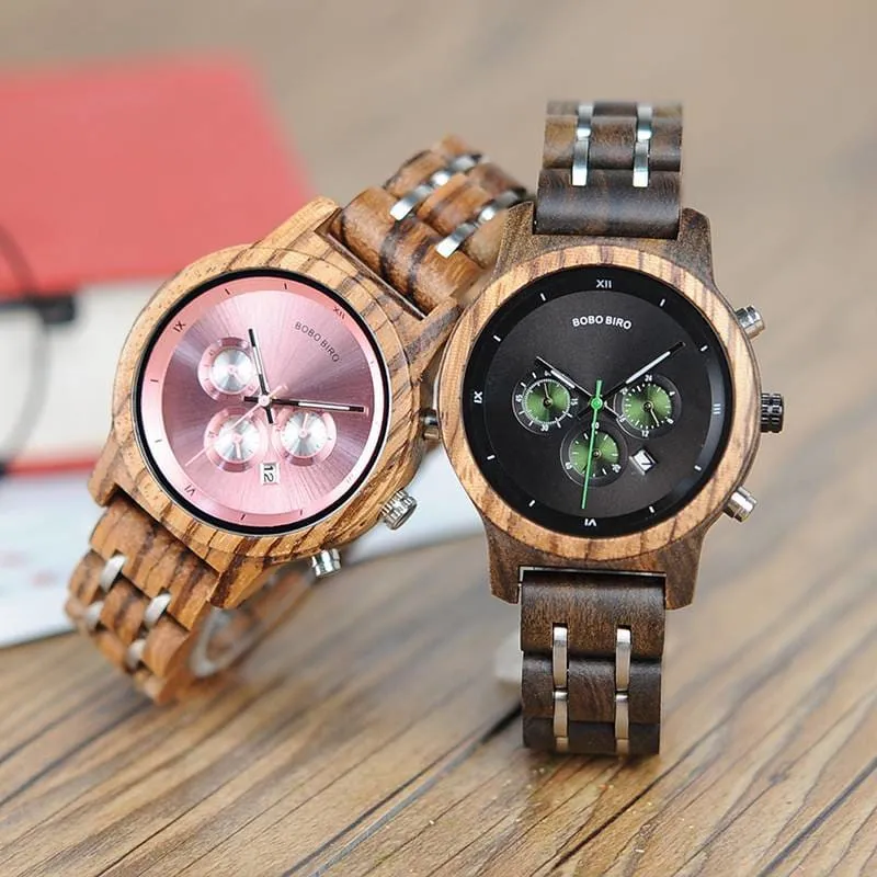 Women's Round Shaped Mechanical Wooden Watch