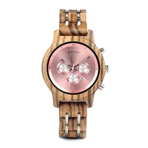 Women's Round Shaped Mechanical Wooden Watch