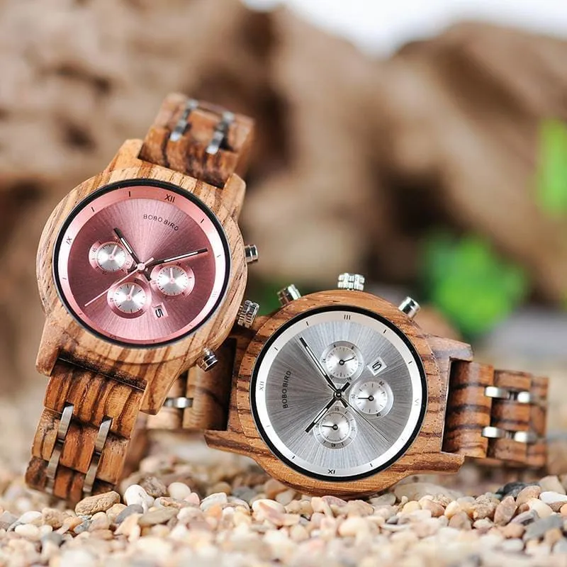 Women's Round Shaped Mechanical Wooden Watch