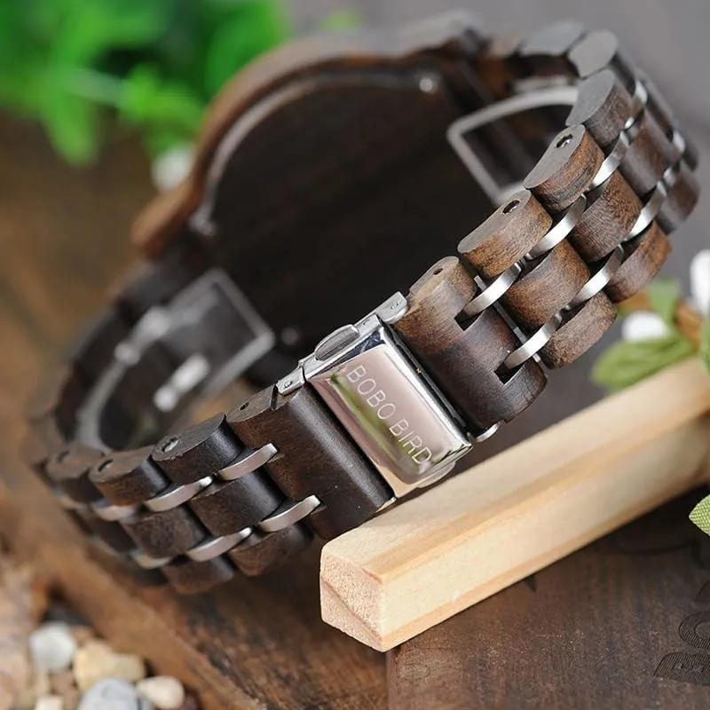 Women's Round Shaped Mechanical Wooden Watch