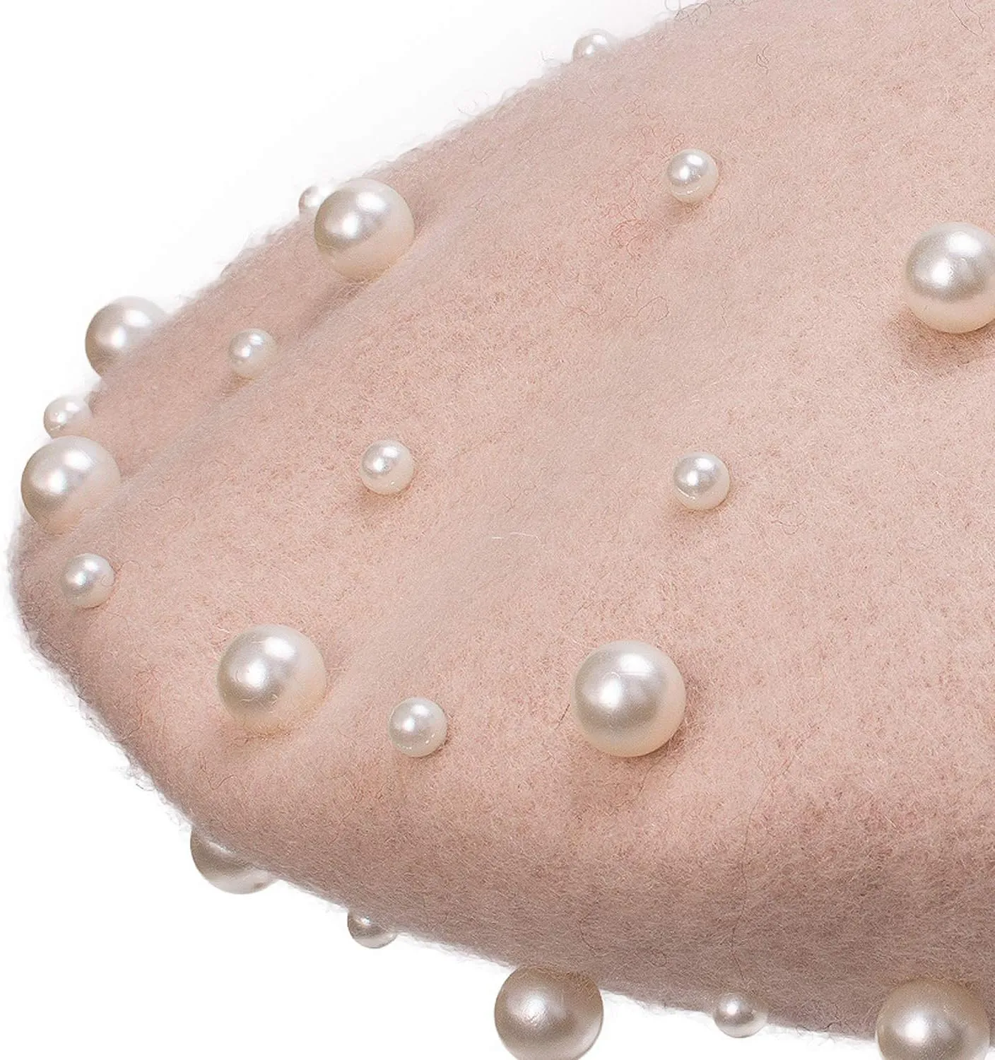 Women's Wool Berets Sweet French Pearl Beaded Beret Cap Winter Hat Knitted Beanie Hat for Girls