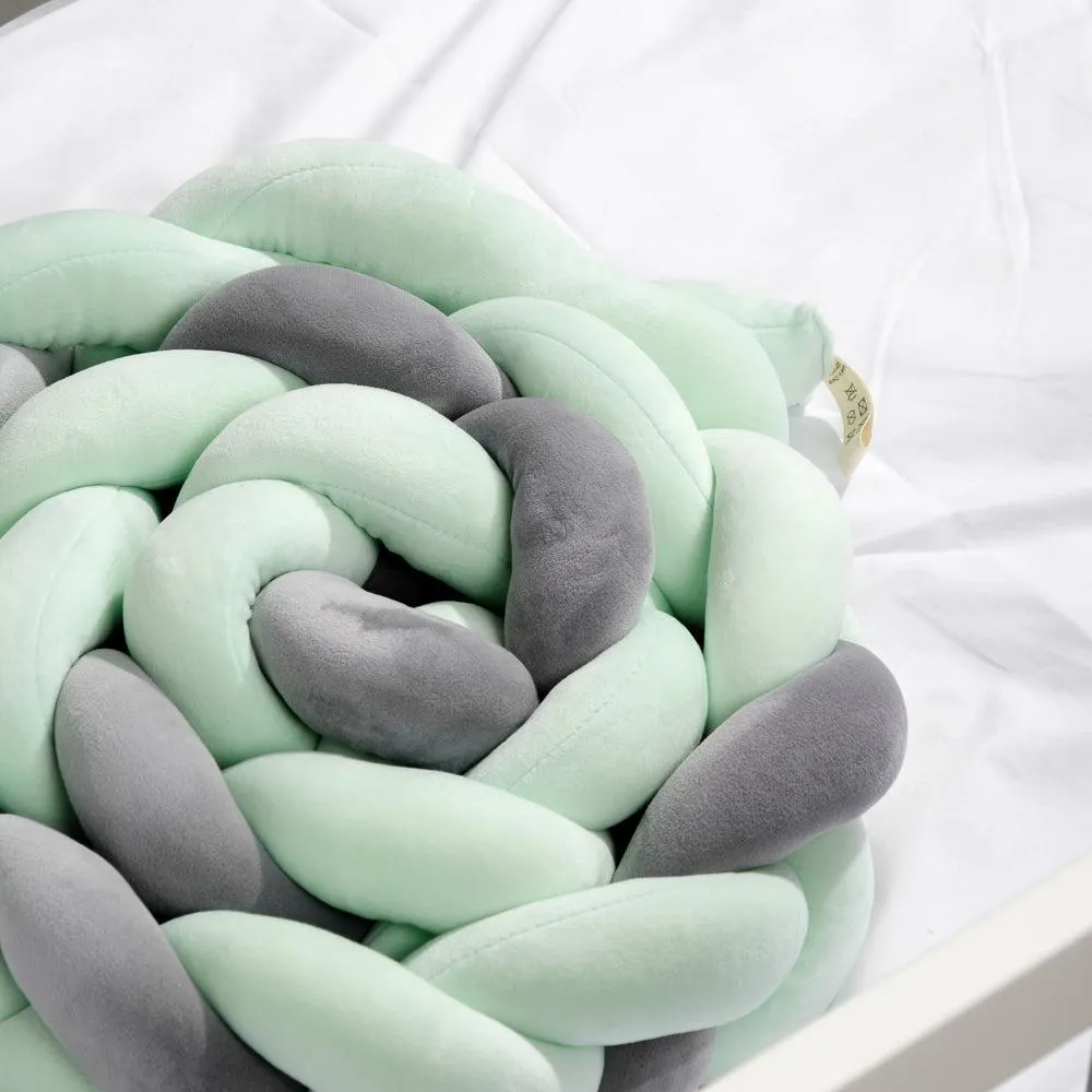 Woven Belt Cot Bumper - Grey & Mint