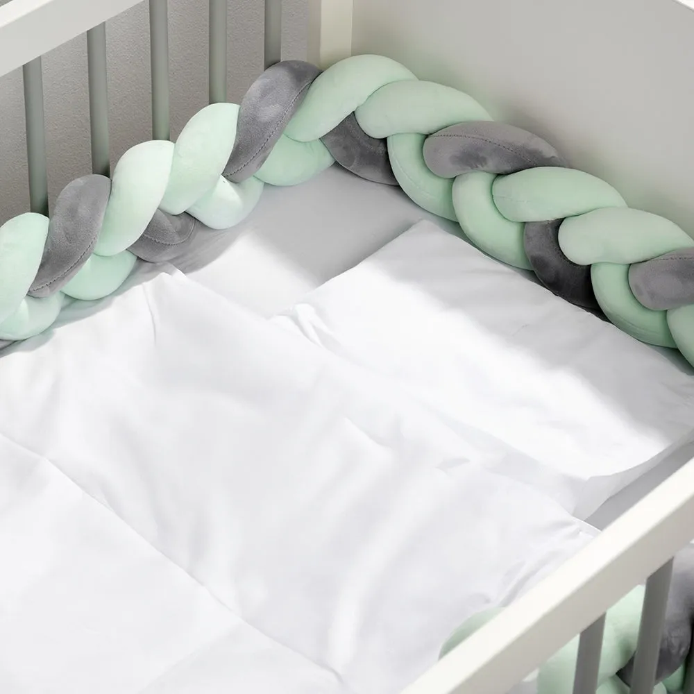 Woven Belt Cot Bumper - Grey & Mint