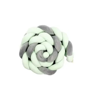 Woven Belt Cot Bumper - Grey & Mint