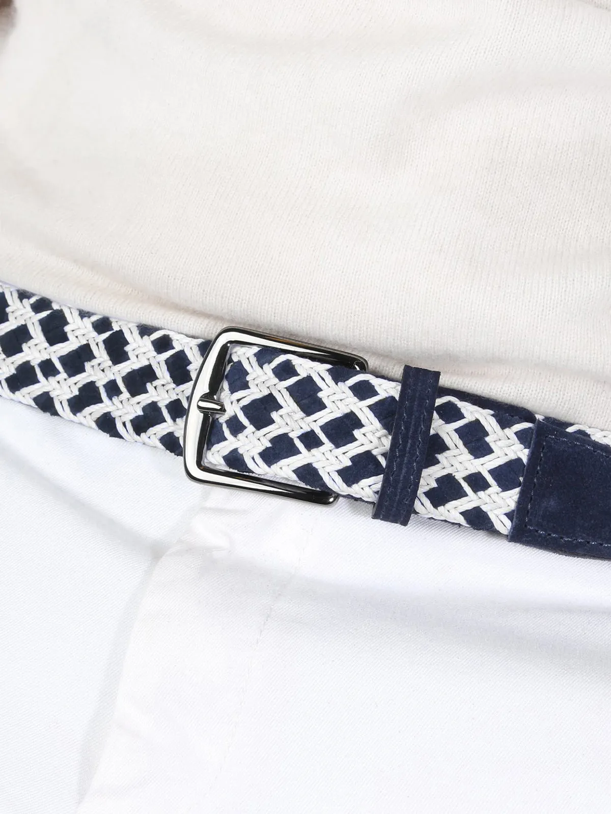 Woven Cotton-Suede Belt