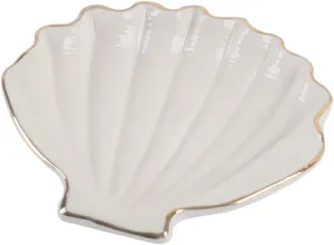 Zerodeko Ceramic Jewelry Tray Ceramic Shell Jewelry Dish Jewelry Plate Ceramic Serving Tray Seashell Dinner Plate Jewelry Ring Dish Storage Tray Decorative Trinket Dish